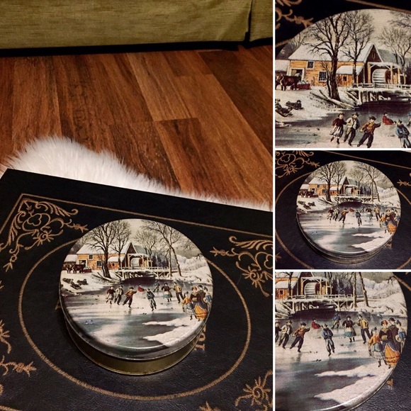🦋2/$10 3/$15 4/$18 5/$20 Vintage Winter Scene Tin